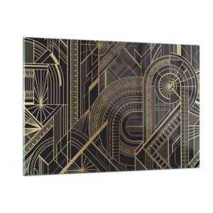 Glasbild - Bild auf glas - Geometrisches Art-Deco-Muster in Gold und Schwarz - 120x80cm - Konzepte, Ideen, Pläne - Moderne Wanddekoration für Wohnzimmer und Schlafzimmer ARTTOR