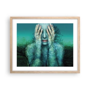 Poster in einem Rahmen aus heller Eiche - Eingetaucht in Blau - 50x40 cm