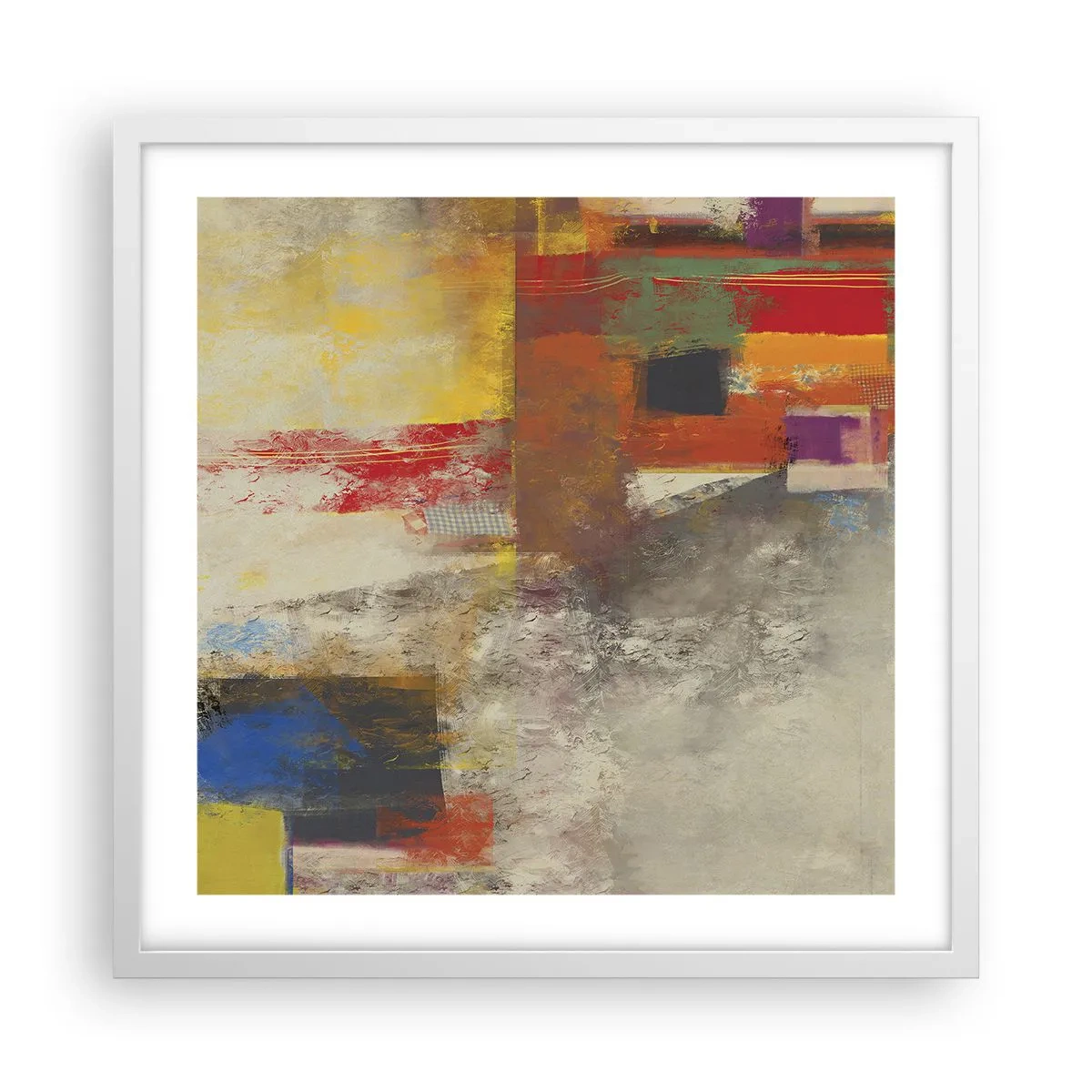 Poster in einem weißen Rahmen - Geometrie der Farben - 50x50 cm