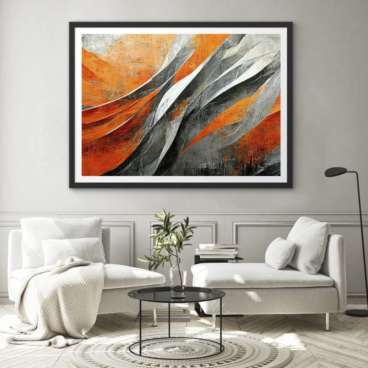 Poster in einem schwarzem Rahmen - Hitze und Kälte - 50x40 cm