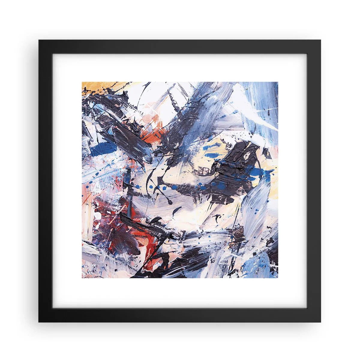 Poster in einem schwarzem Rahmen - Verrückter Tanz der Abstraktion - 30x30 cm