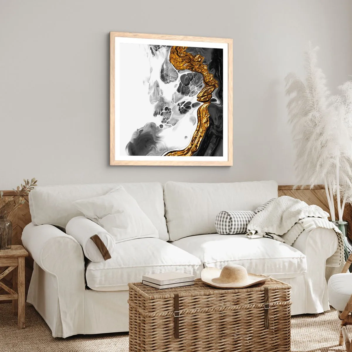 Poster in einem Rahmen aus heller Eiche - Organische Komposition - 50x50 cm