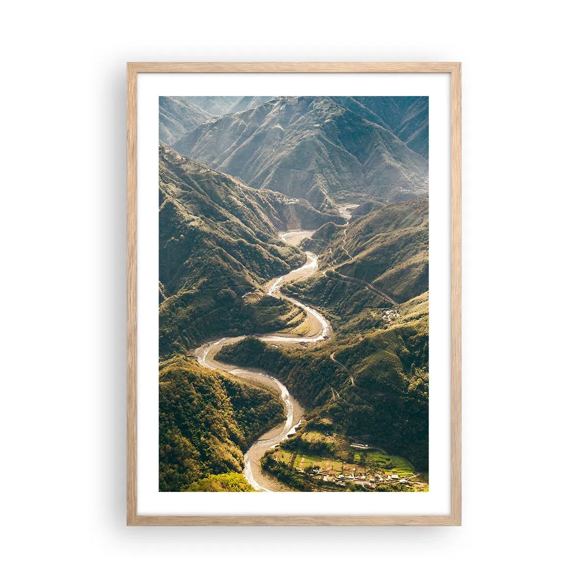 Poster in einem Rahmen aus heller Eiche - Direkt aus dem Herzen der Berge - 50x70 cm