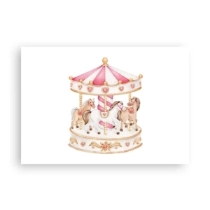 Poster - Buntes Vintage-Karussell mit Pferden - 100x70cm - Süße Welt der Kindheit - Moderne Wanddekoration für Wohnzimmer und Schlafzimmer ARTTOR