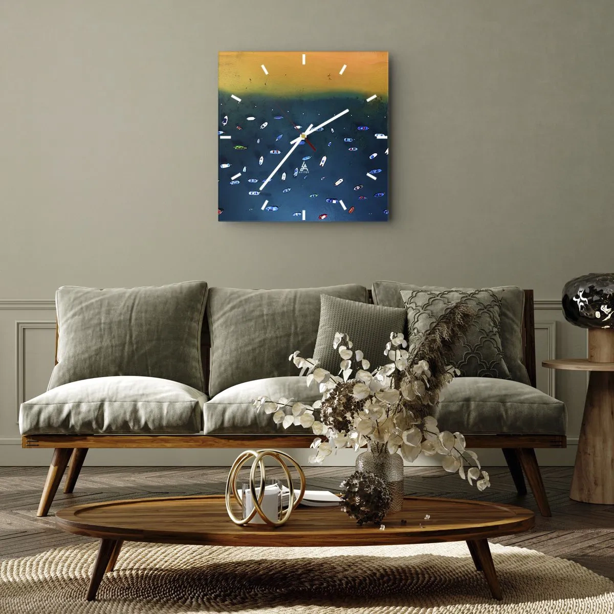 Wanduhr - Glasuhr - Feiertagsspiel - 40x40 cm