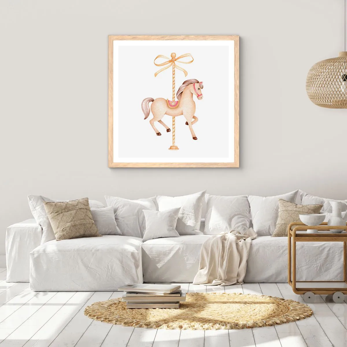 Poster in einem Rahmen aus heller Eiche - Anmutiger Trab - 30x30 cm