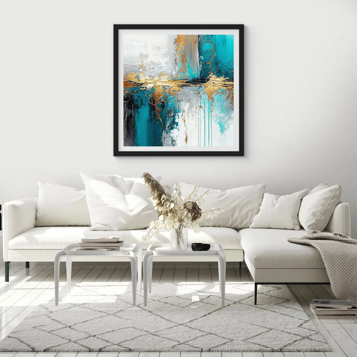 Poster in einem schwarzem Rahmen - Alles fließt - 50x50 cm