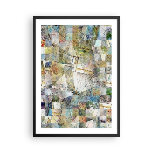 Poster in einem schwarzem Rahmen - Ein abstraktes Mosaik aus geometrischen Formen in Erdtönen. - 50x70cm - Geometrische Mischung - Moderne Wanddekoration für Wohnzimmer und Schlafzimmer ARTTOR