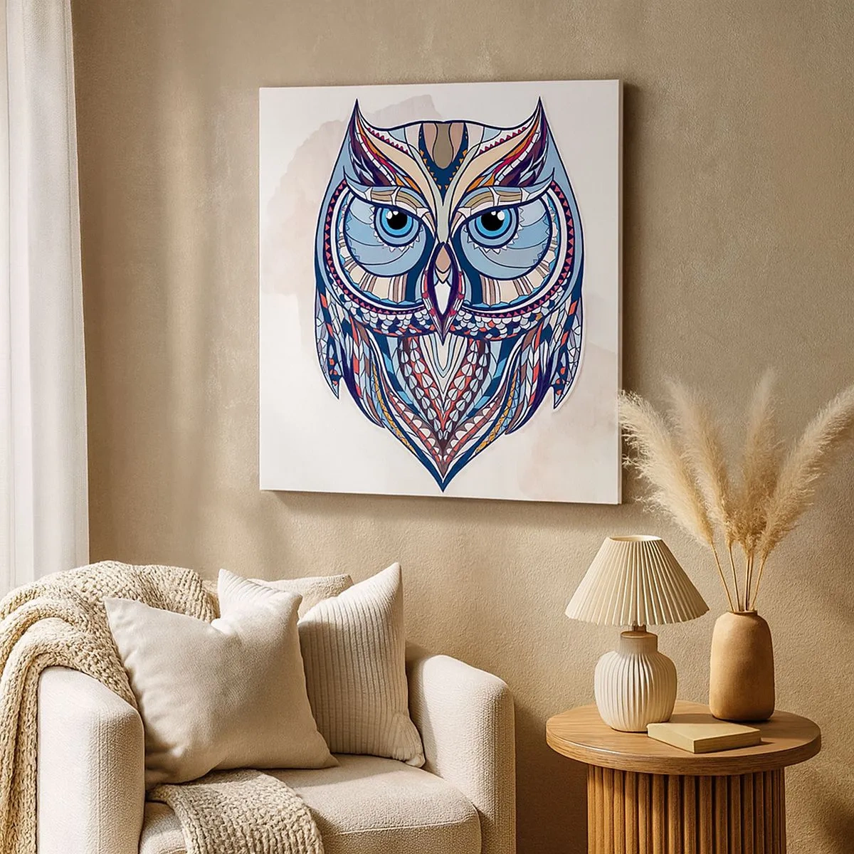 Bild auf Leinwand - Leinwandbild - Aufwendige Ziereule - 30x30 cm