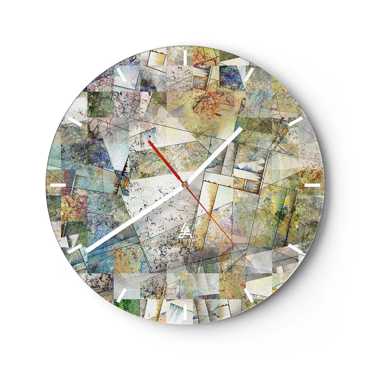 Wanduhr - Glasuhr - Ein buntes Mosaik aus abstrakten geometrischen Formen - 30x30cm - Geometrische Mischung - Moderne Wanddekoration für Wohnzimmer, Küche und Schlafzimmer ARTTOR