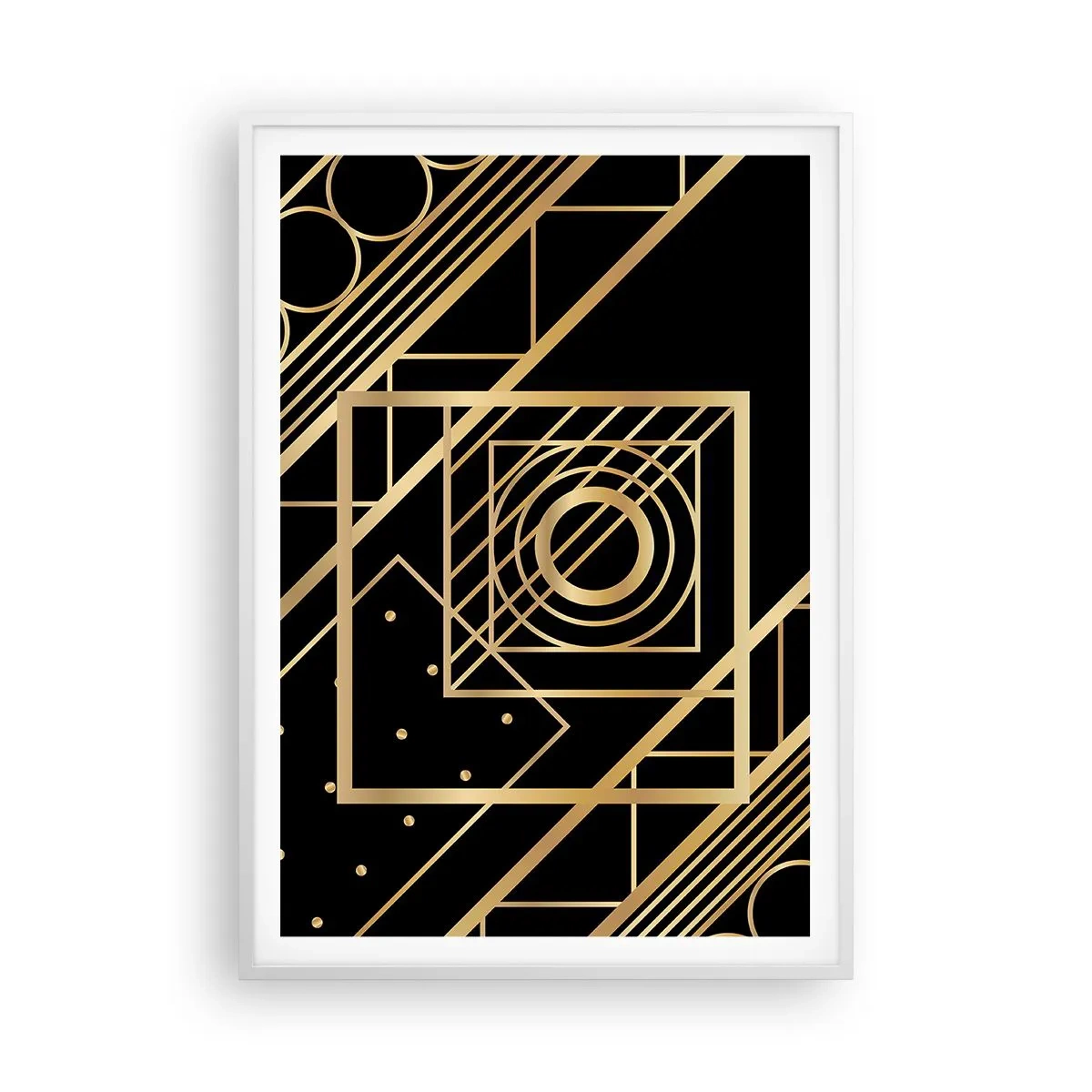 Poster in einem weißen Rahmen - Goldene Geometrie - 70x100 cm