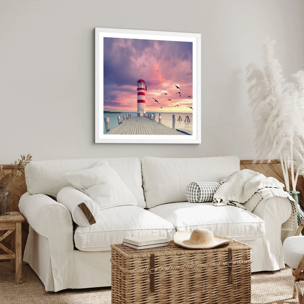 Poster in einem weißen Rahmen - Es ist Zeit zum Hafen zu gehen - 50x50 cm