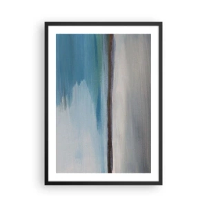 Poster in einem schwarzem Rahmen - Abstrakte Landschaft in Blau- und Grautönen - 50x70cm - Horizontale Landschaft - Moderne Wanddekoration für Wohnzimmer und Schlafzimmer ARTTOR
