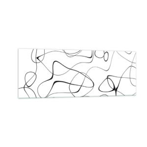 Glasbild - Bild auf glas - Abstrakte schwarze Linien auf weißem Hintergrund im minimalistischen Stil - 140x50cm - Lebenswege, Wechselfälle - Moderne Wanddekoration für Wohnzimmer und Schlafzimmer ARTTOR