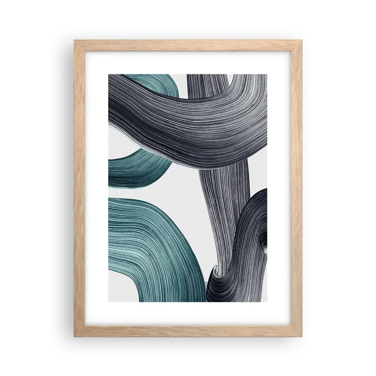 Poster in einem Rahmen aus heller Eiche - Smaragdgrüne und schwarze Pfade - 30x40 cm