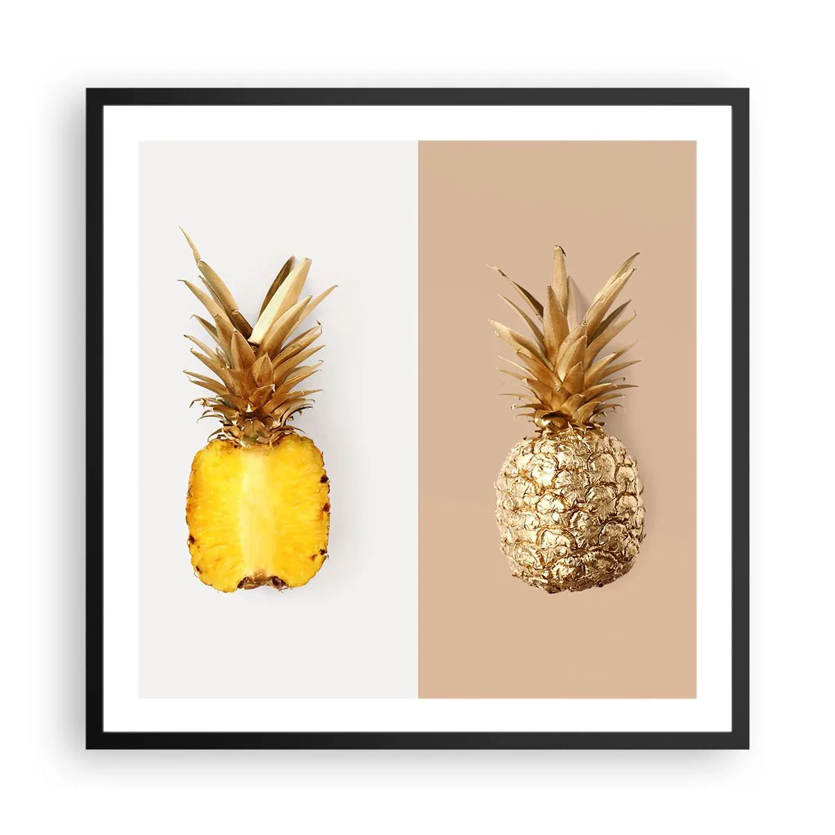 Poster in einem schwarzem Rahmen - Ananas für uns - 60x60 cm