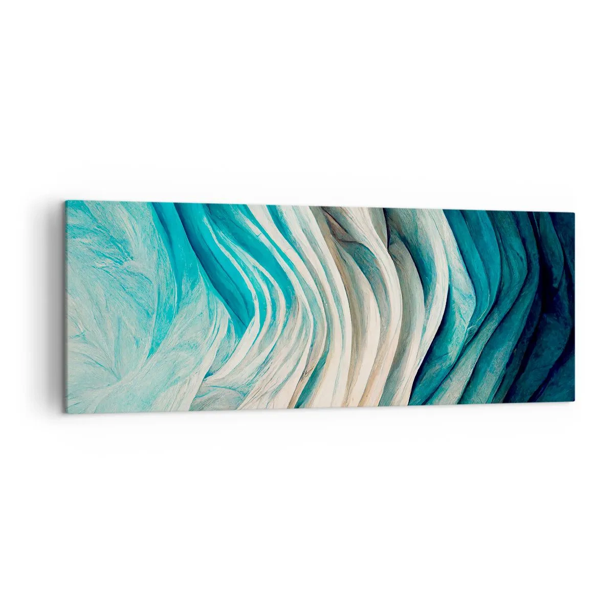 Bild auf Leinwand - Leinwandbild - Dynamische Wellen in Blau- und Weißtönen - 140x50cm - Blaue Unersättlichkeit - Moderne Wanddekoration für Wohnzimmer und Schlafzimmer ARTTOR