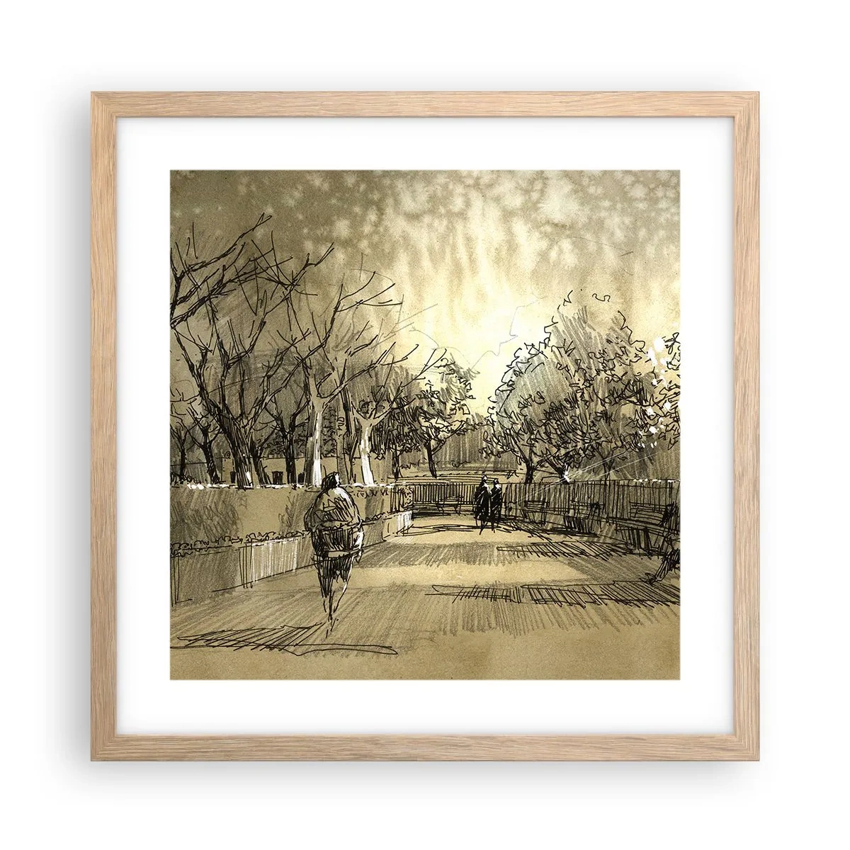 Poster in einem Rahmen aus heller Eiche - Ein Moment mit einer Feder angehalten - 40x40 cm