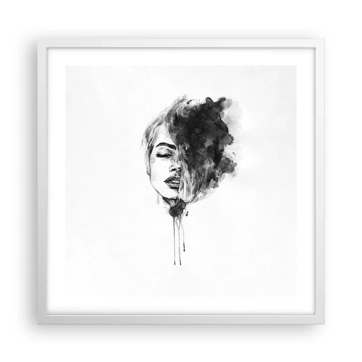 Poster in einem weißen Rahmen - Wovon träumt das Mädchen - 50x50 cm