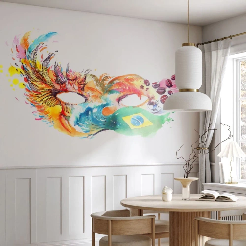 Maßgeschneiderte selbstklebende Fototapete Deluxe Sticker - Brasilien begrüßt Samba - Haube, Karneval, Abstraktion