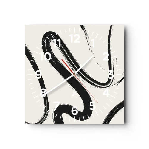 Wanduhr - Glasuhr - Schwarz-Weiß-Laune - 30x30 cm