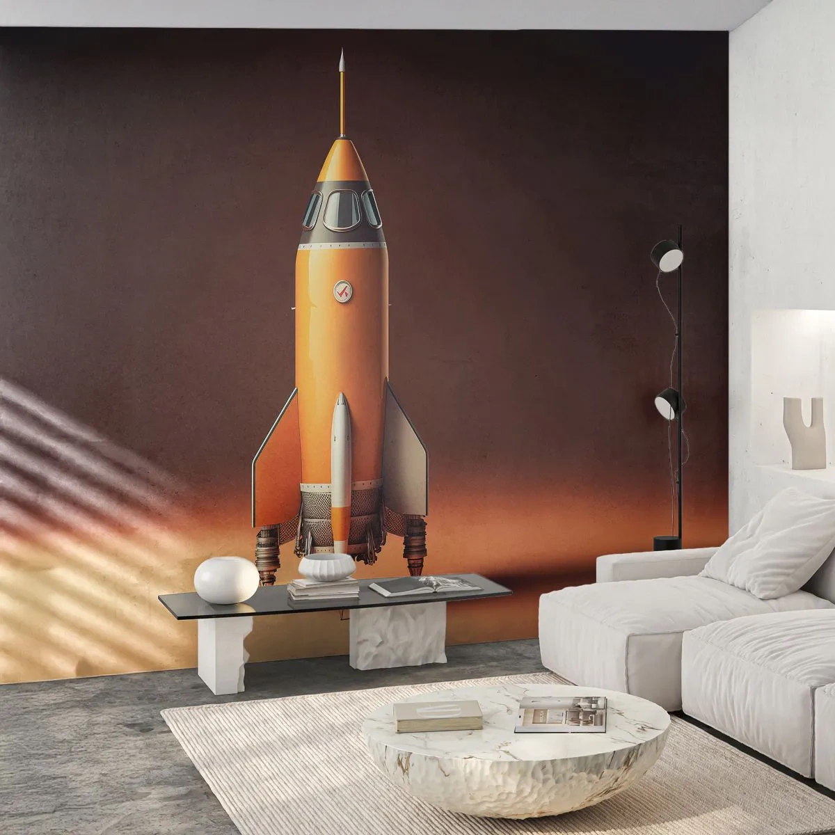 Fototapete Premium Sand - Es beginnt mit einem Traum - Eine Weltraumrakete, Bleistift, Wissenschaft - 150x105 cm