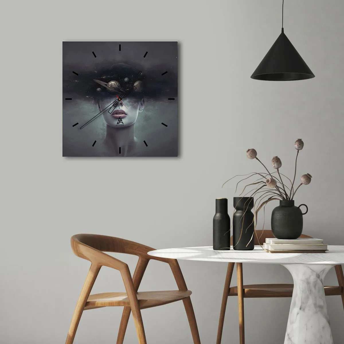 Wanduhr - Glasuhr - Und die Planeten spielen verrückt ... - 40x40 cm