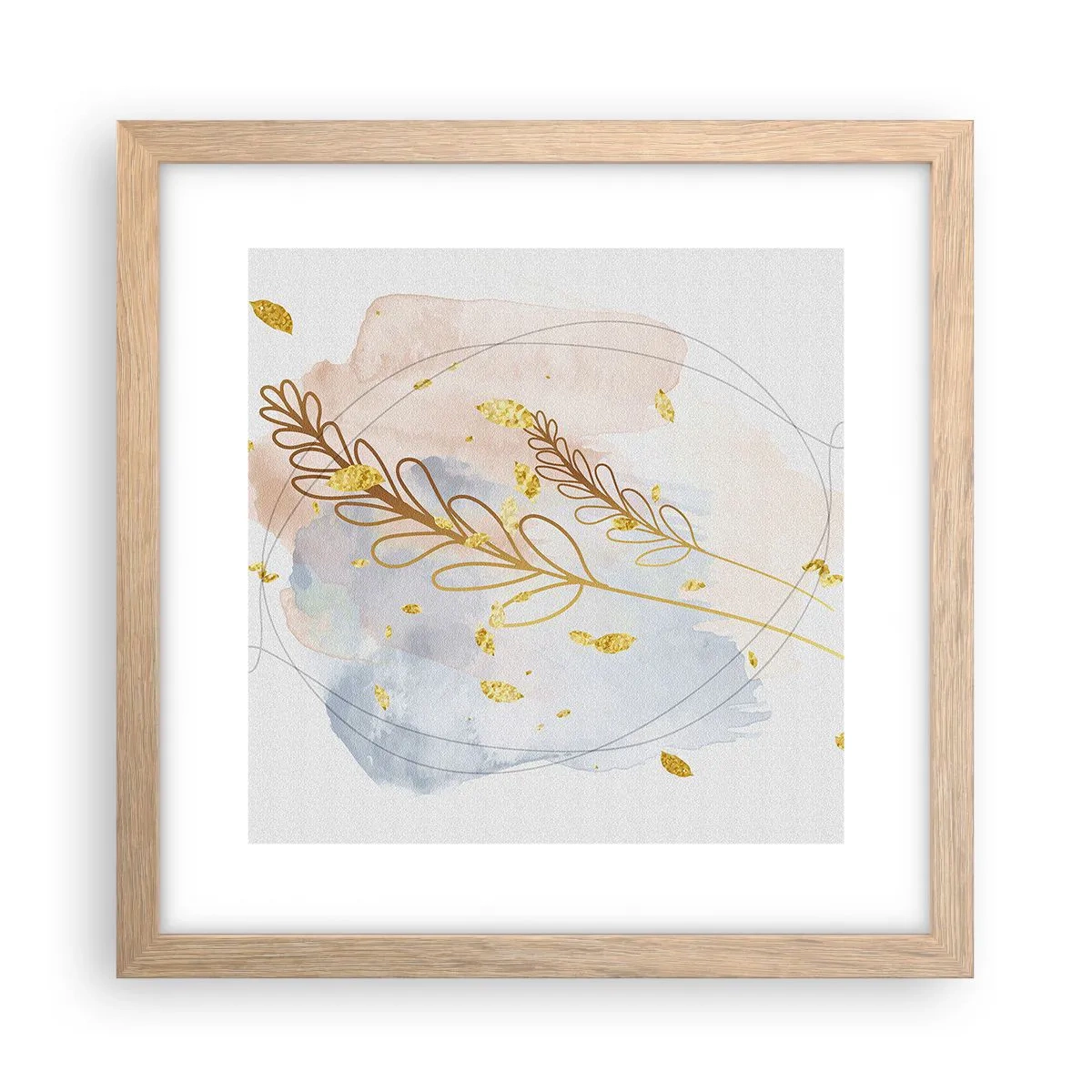 Poster in einem Rahmen aus heller Eiche - Goldenr Hauch - 30x30 cm