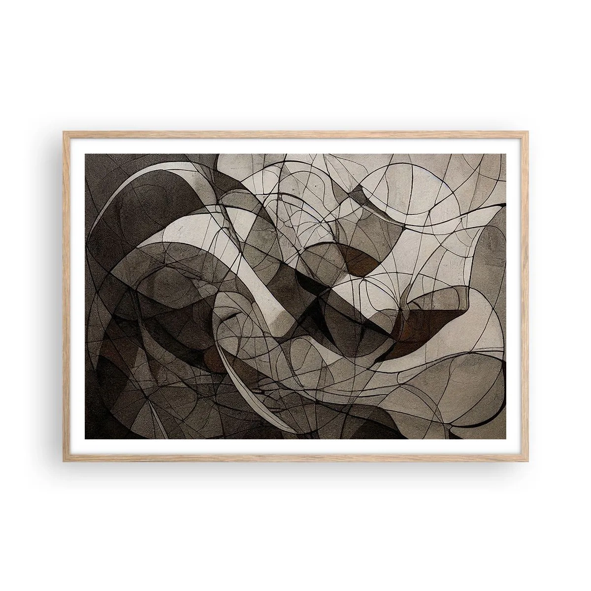 Poster in einem Rahmen aus heller Eiche - Zirkulation von Erdfarben - 100x70 cm