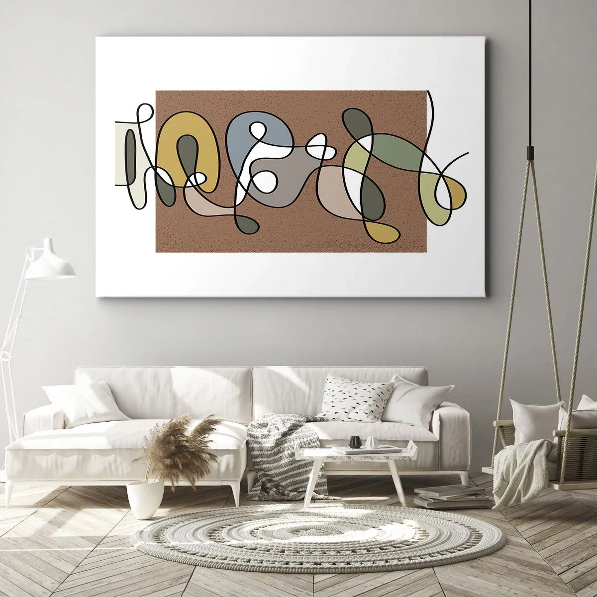 Bild auf Leinwand - Leinwandbild - Bunte Abstraktion mit Punkten und Linien - 70x50cm - Abstraktion, die ein Lächeln wert ist - Moderne Wanddekoration für Wohnzimmer und Schlafzimmer ARTTOR