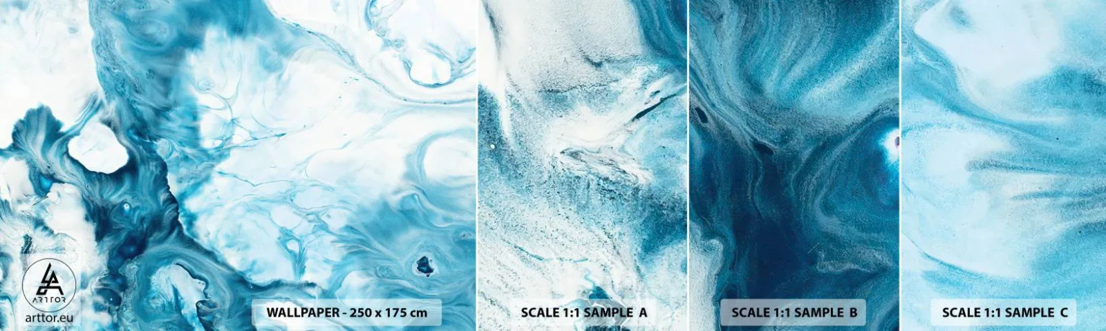 Fototapetenmuster Standard Eco - Blaues Konzert - Abstraktion, Stück, Moderne Kunst - 100x30 cm