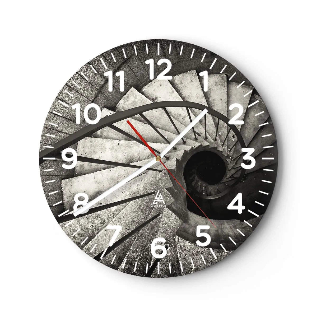 Wanduhr - Glasuhr - Treppe hoch, Treppe runter - 40x40 cm
