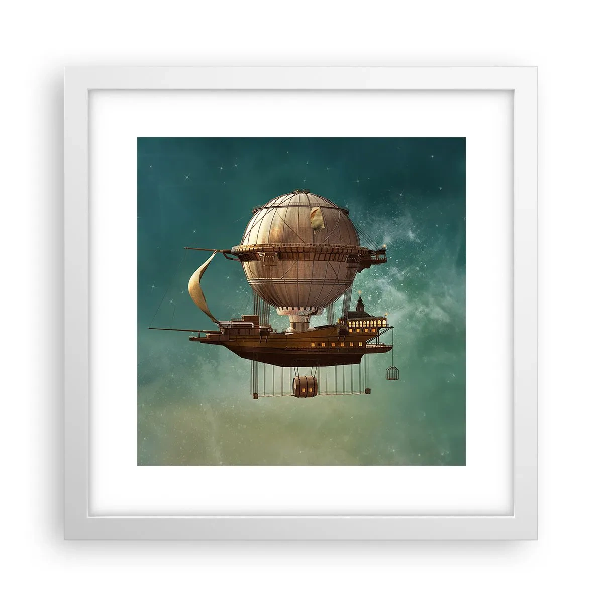 Poster in einem weißen Rahmen - Jules Verne sagt Hallo - 30x30 cm