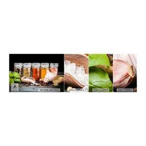 Fototapeten Muster Selbstklebend Deluxe Sticker - Für einen Geschmack des Lebens - Gastronomie, Getrocknete Kräuter, Gewürze - 100x30 cm