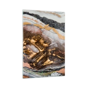 Glasbild - Bild auf glas - Abstrakte Komposition mit Elementen aus Gold und Kristallen - 70x100cm - Das Element der Erde - Moderne Wanddekoration für Wohnzimmer und Schlafzimmer ARTTOR
