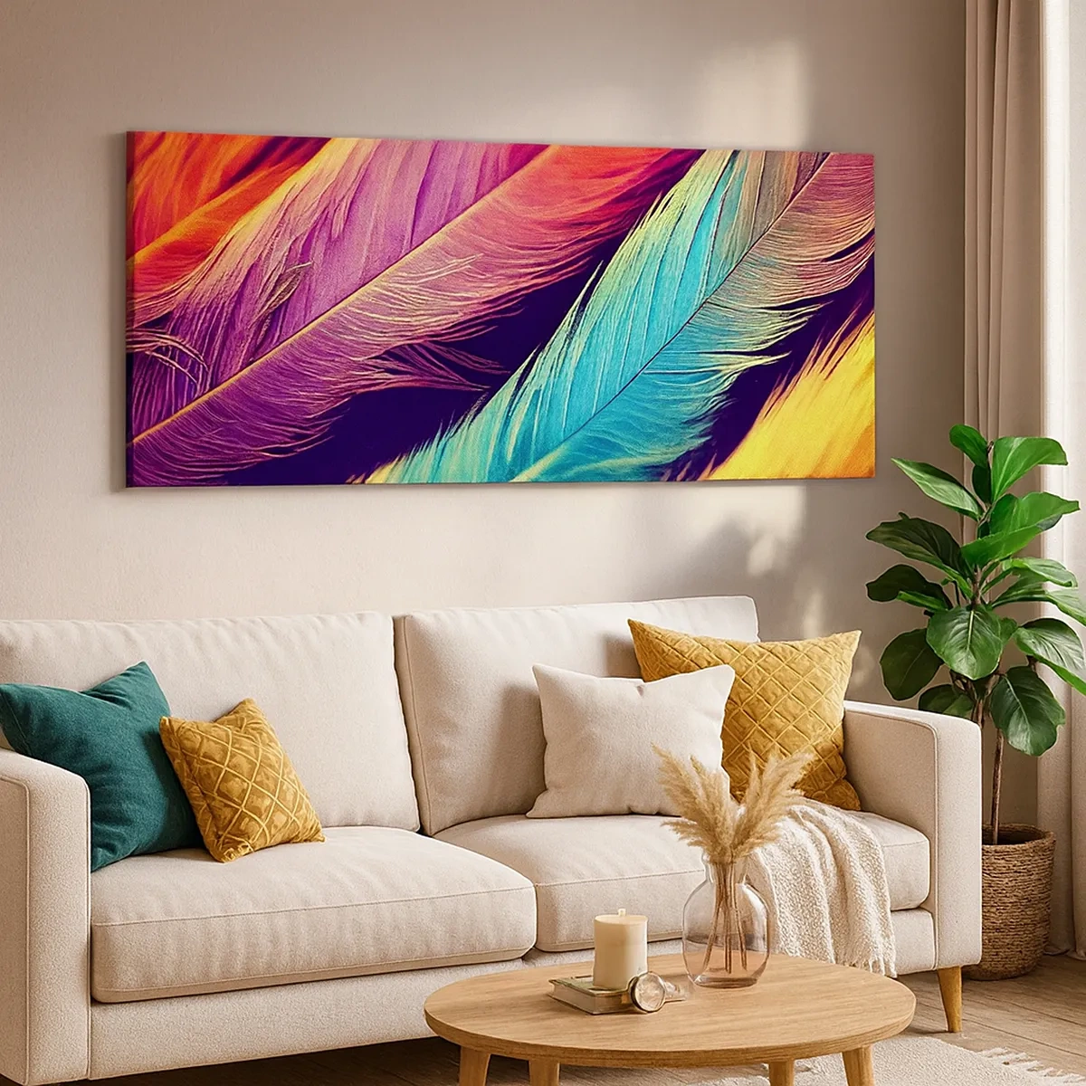 Bild auf Leinwand - Leinwandbild - Gefiederter Regenbogen - 30x30 cm