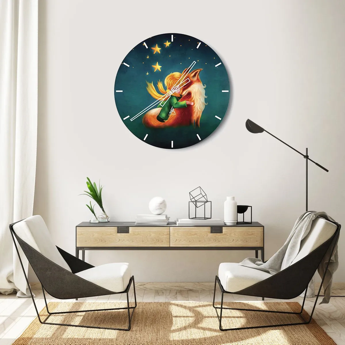 Wanduhr - Glasuhr - Kleiner Prinz - 40x40 cm