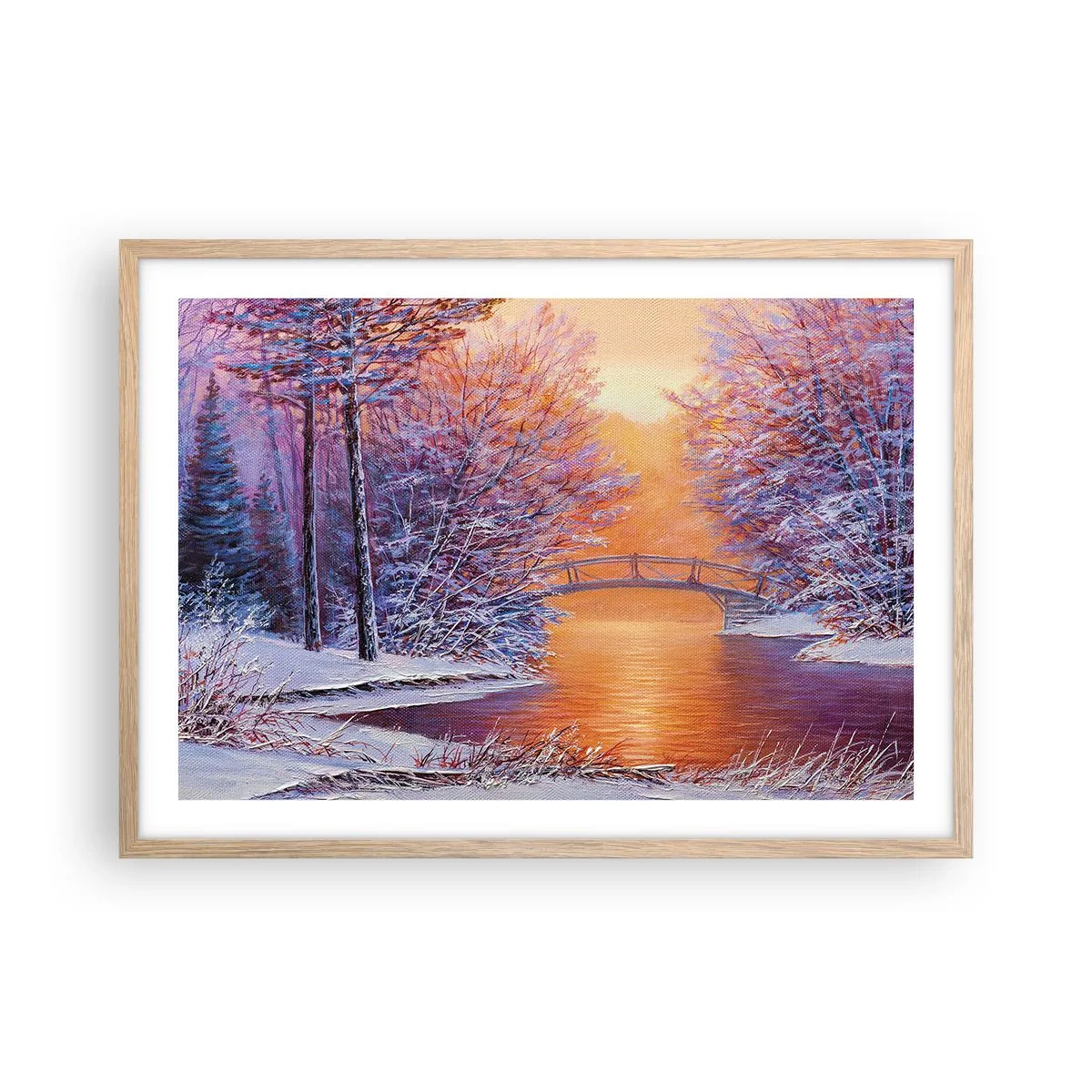 Poster in einem Rahmen aus heller Eiche - Treffen wir uns hier - 70x50 cm