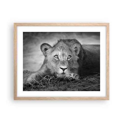 Poster in einem Rahmen aus heller Eiche - Königlicher Welpe - 50x40 cm