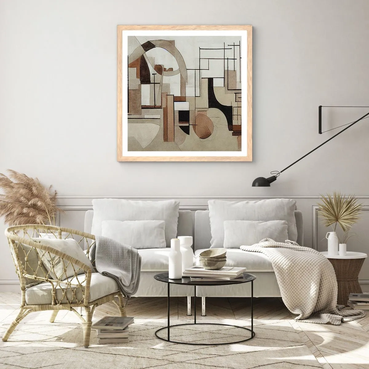 Poster in einem Rahmen aus heller Eiche - Stadtbild 2.0 - 40x40 cm