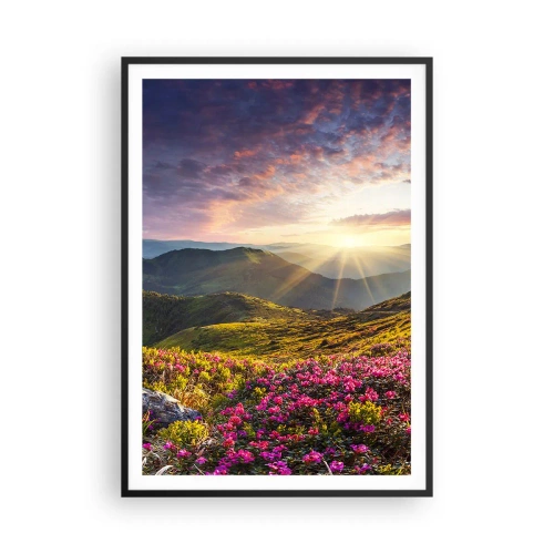 Poster in einem schwarzem Rahmen - Frische am Bergmorgen - 70x100 cm