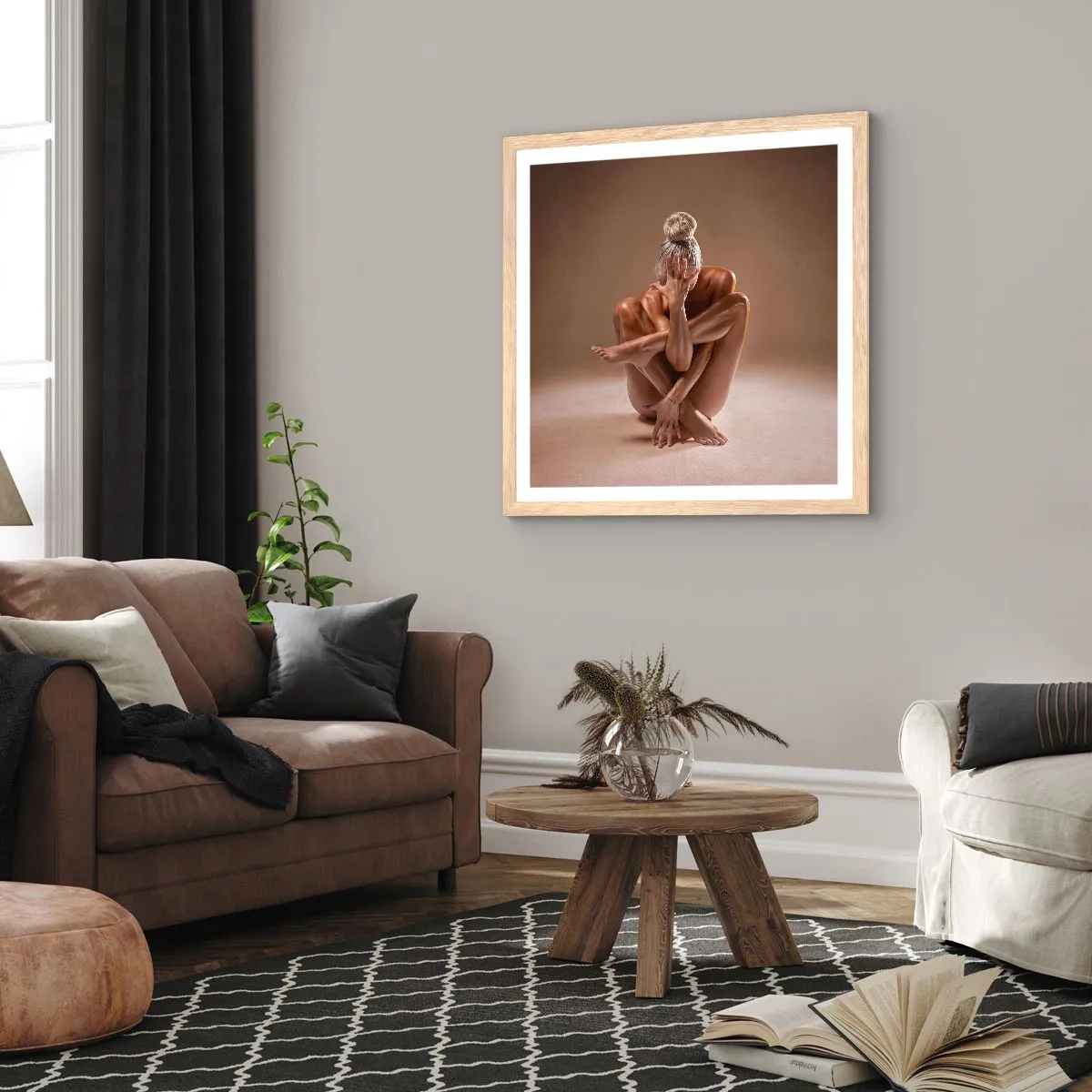 Poster in einem Rahmen aus heller Eiche - Die Einheit von Körper und Geist - 60x60 cm