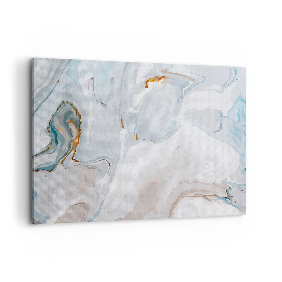 Bild auf Leinwand - Leinwandbild - Abstrakte Wellen in Blau- und Weißtönen - 100x70cm - Das Weiß wird erhoben - Moderne Wanddekoration für Wohnzimmer und Schlafzimmer ARTTOR