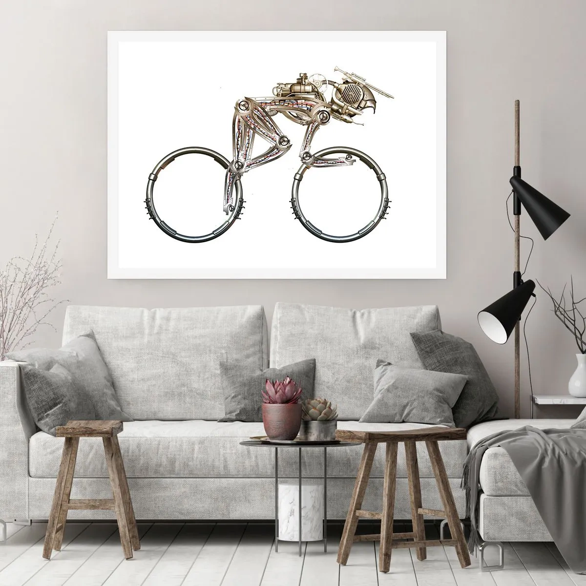 Poster - Ein mechanisches Fahrrad mit futuristischem Design - 100x70cm - Eine tolle Maschine - Moderne Wanddekoration für Wohnzimmer und Schlafzimmer ARTTOR