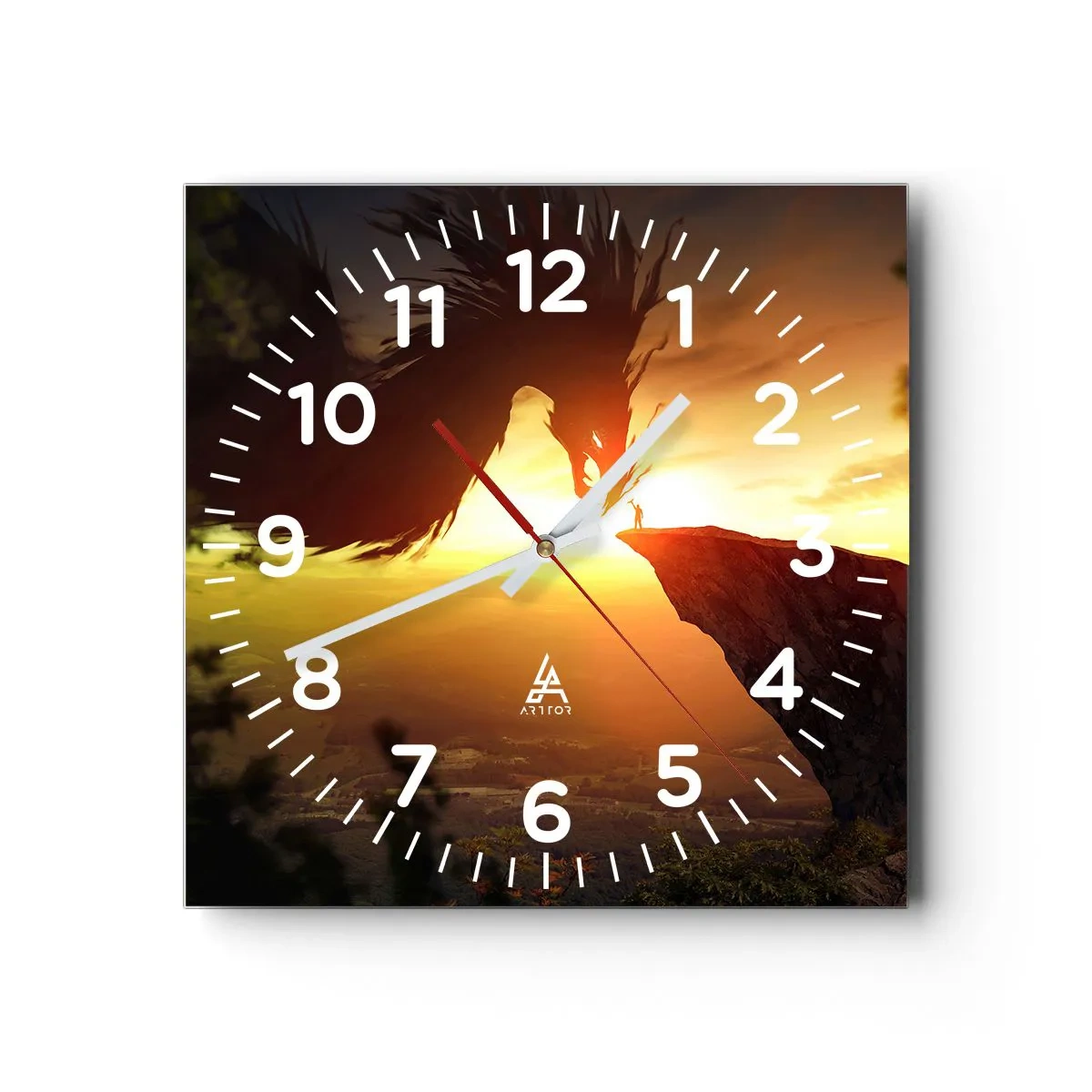 Wanduhr - Glasuhr - Drachentöter - 30x30 cm