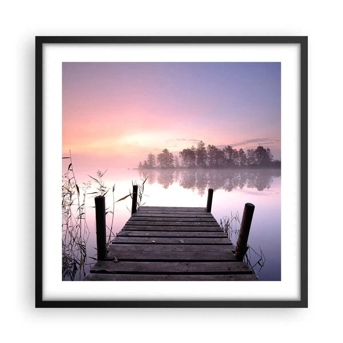 Poster in einem schwarzem Rahmen - Aus dem lila Nebel ... - 50x50 cm