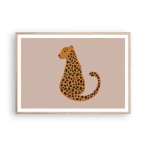 Poster in einem Rahmen aus heller Eiche - Leopardenmuster ist ein modisches Muster - 100x70 cm
