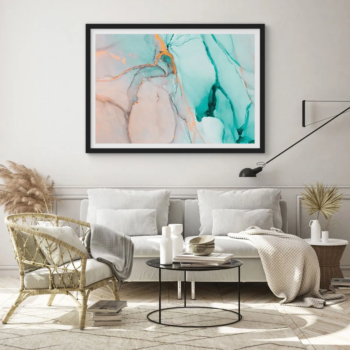 Poster in einem schwarzem Rahmen - Ein Tanz der Formen und Farben - 50x40 cm