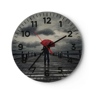 Wanduhr - Glasuhr - Es ist egal, dass es regnet - 40x40 cm