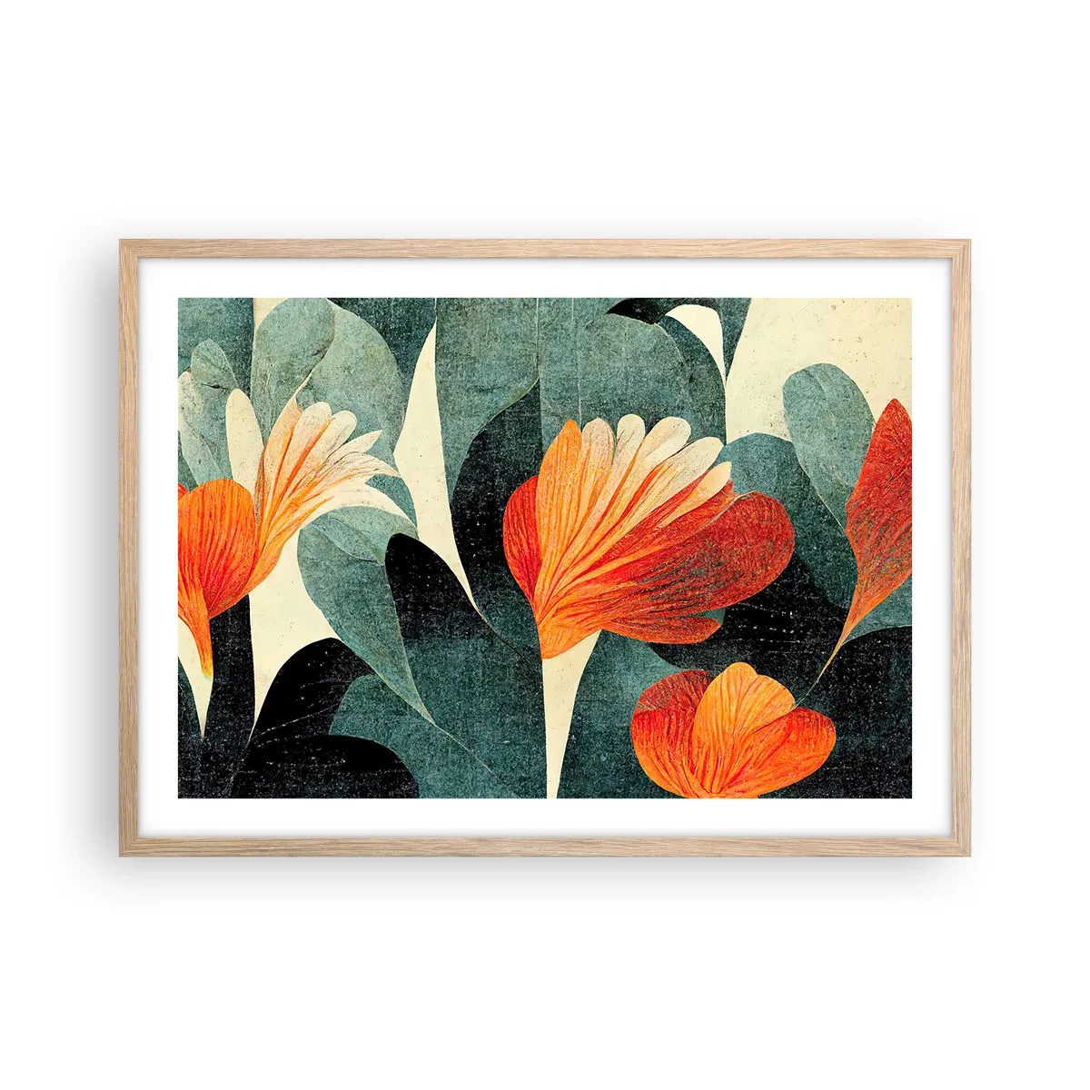 Poster in einem Rahmen aus heller Eiche - Hitze der Tropen und Kühle des Grüns - 70x50 cm